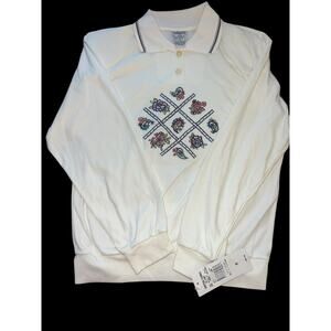 NWT Napa Valley 80s 90s Retro Collared Sweatshirt – Floral Paisley Embroidery